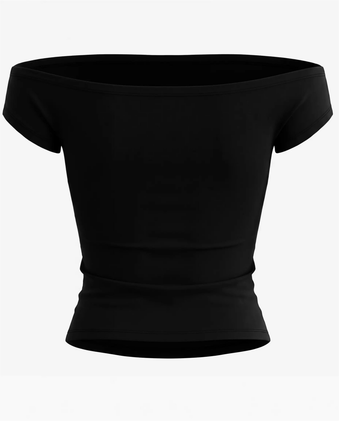 Black Hibiscus Print Off-Shoulder Short Sleeve T-Shirt