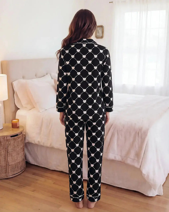 SOLACE CHICHeart Argyle Print Pajama Set