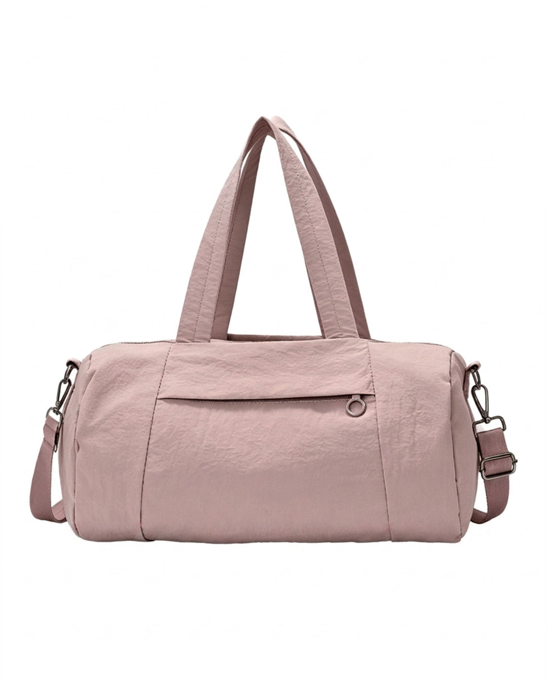SOLACEDusty Pink Lightweight Nylon Cylinder Duffle Crossbody Gym Bag