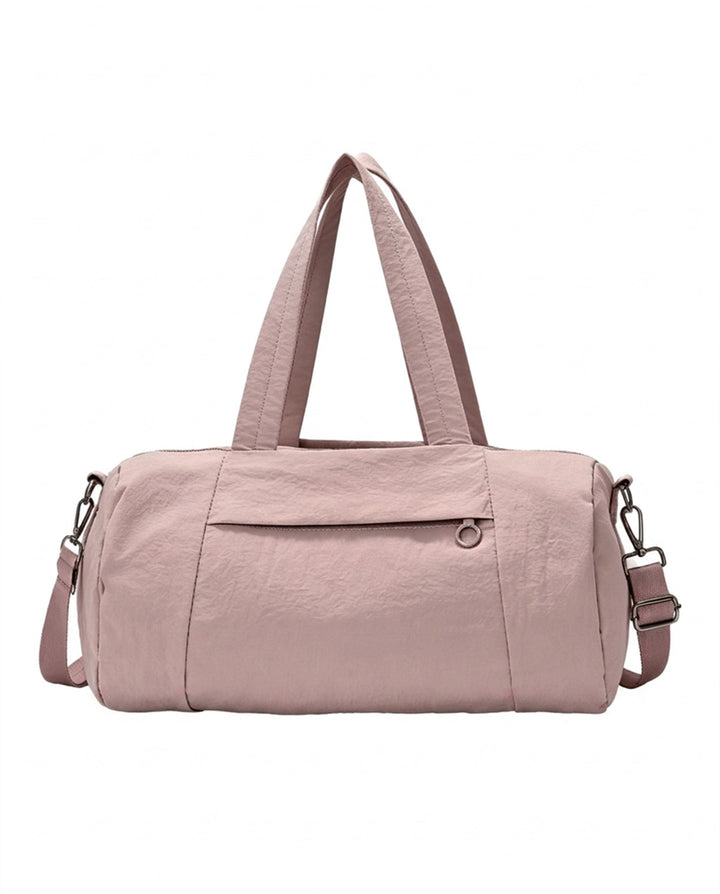 SOLACEDusty Pink Lightweight Nylon Cylinder Duffle Crossbody Gym Bag