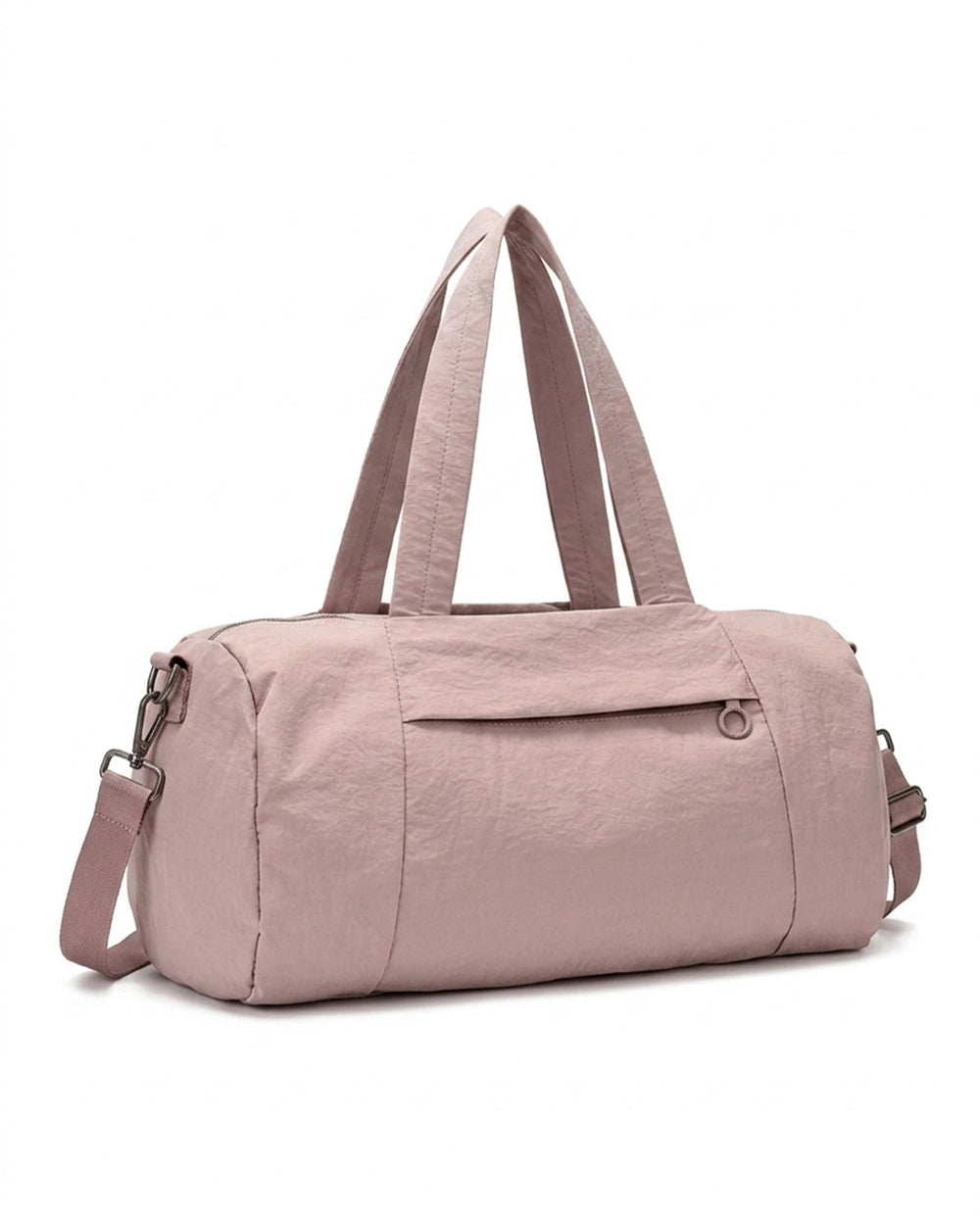 SOLACEDusty Pink Lightweight Nylon Cylinder Duffle Crossbody Gym Bag
