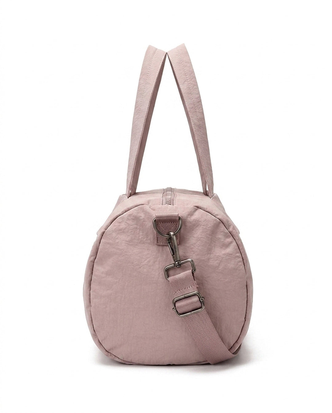 SOLACEDusty Pink Lightweight Nylon Cylinder Duffle Crossbody Gym Bag