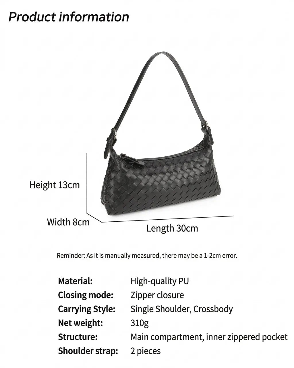 Woven Leather Hobo Crossbody Shoulder Bag SOLACE
