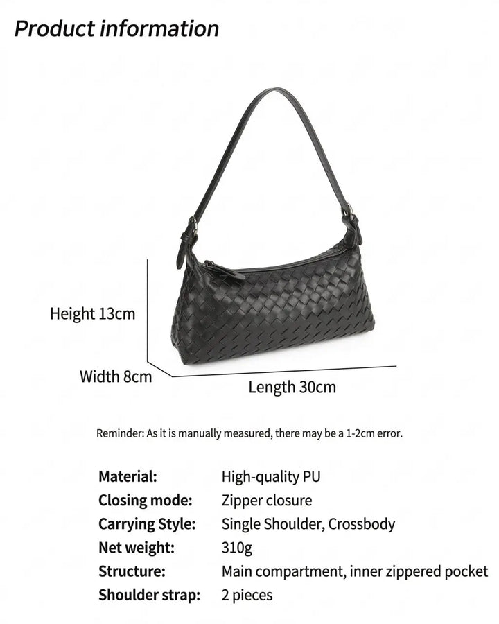 Woven Leather Hobo Crossbody Shoulder Bag SOLACE