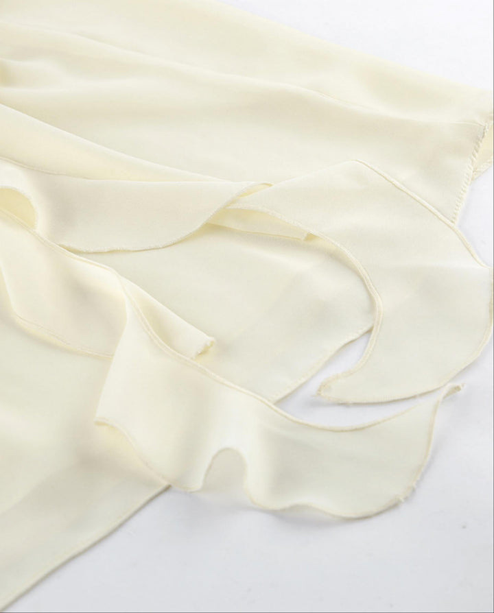 SOLACEElegant Beige Halter Neck Backless Ruffled Loose Top