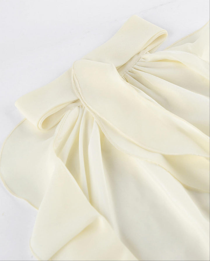 SOLACEElegant Beige Halter Neck Backless Ruffled Loose Top
