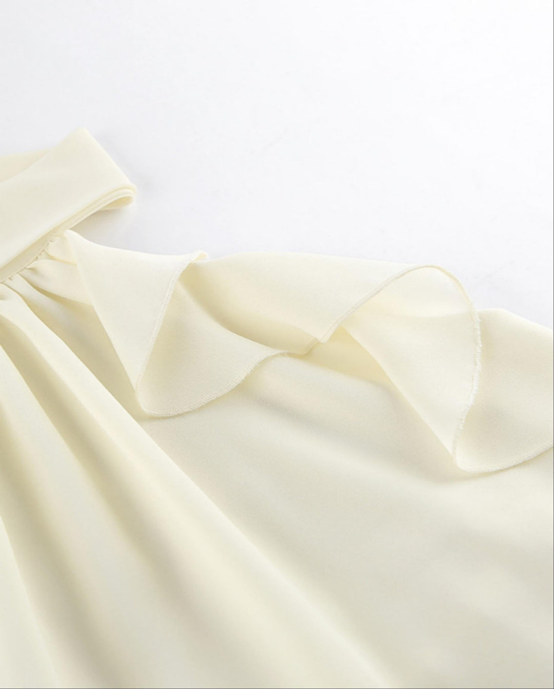 SOLACEElegant Beige Halter Neck Backless Ruffled Loose Top