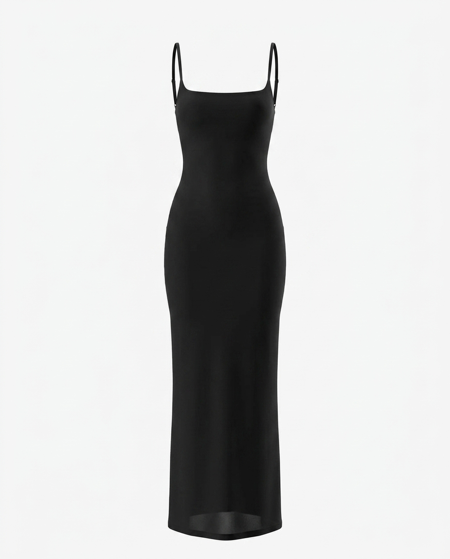 SOLACEElegant Black Backless Design Bodycon Maxi Dress