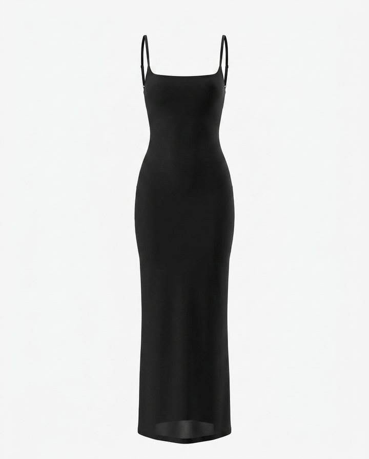 SOLACEElegant Black Backless Design Bodycon Maxi Dress