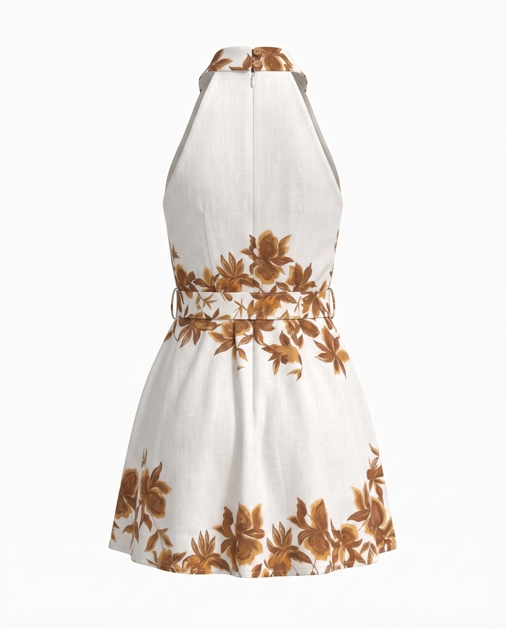 SOLACEFloral Print Belted Halter Neck Shirt Mini Dress