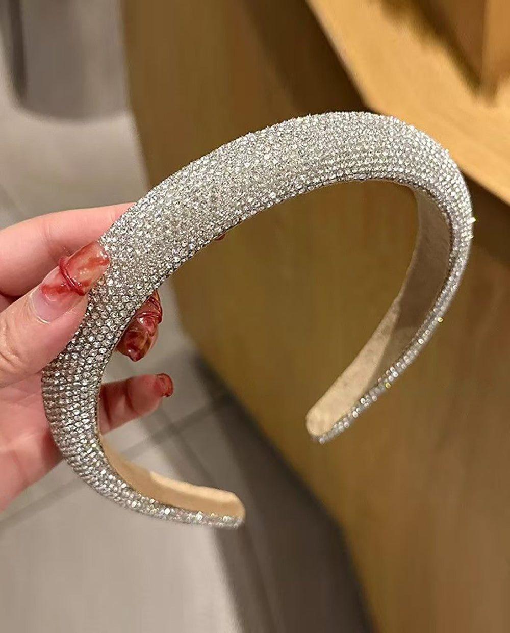 SOLACEFull Paved Clear Rhinestone Wide Padded Headband