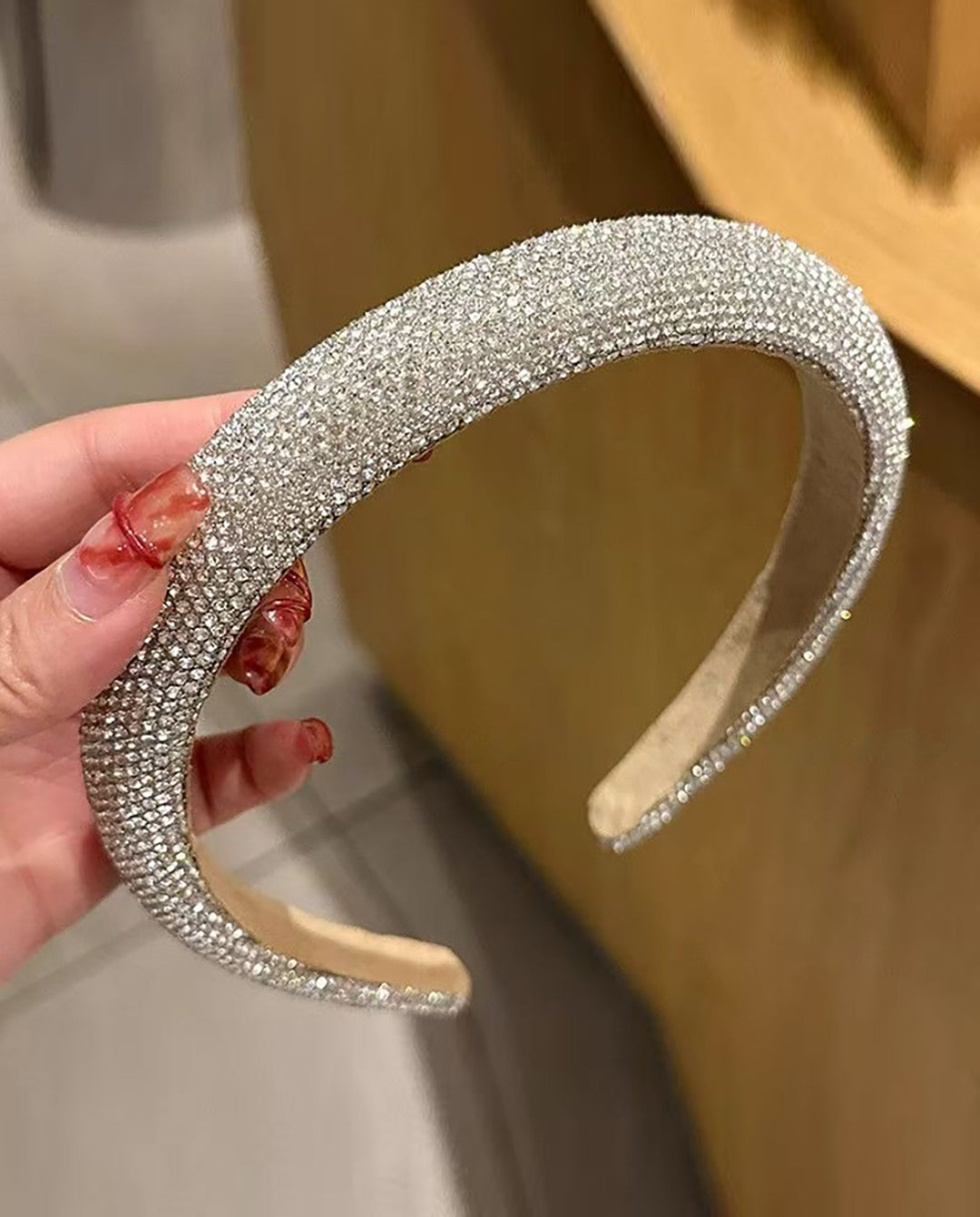 SOLACEFull Paved Clear Rhinestone Wide Padded Headband