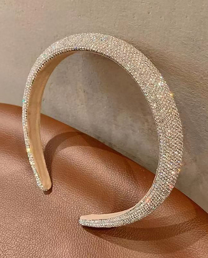 SOLACEFull Paved Clear Rhinestone Wide Padded Headband