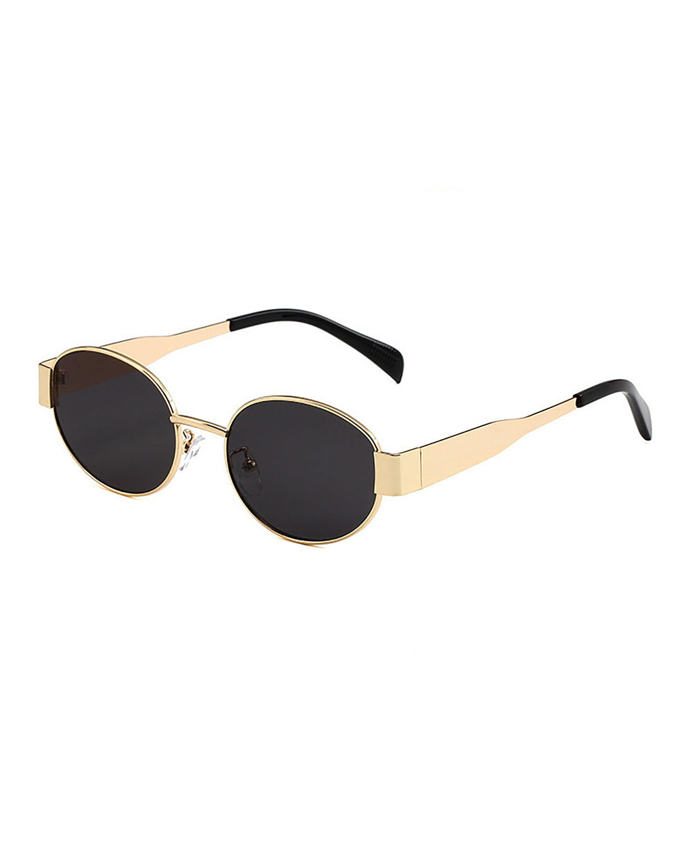 SOLACEGold Metal Frame Oval Solid Black Lens Sunglasses