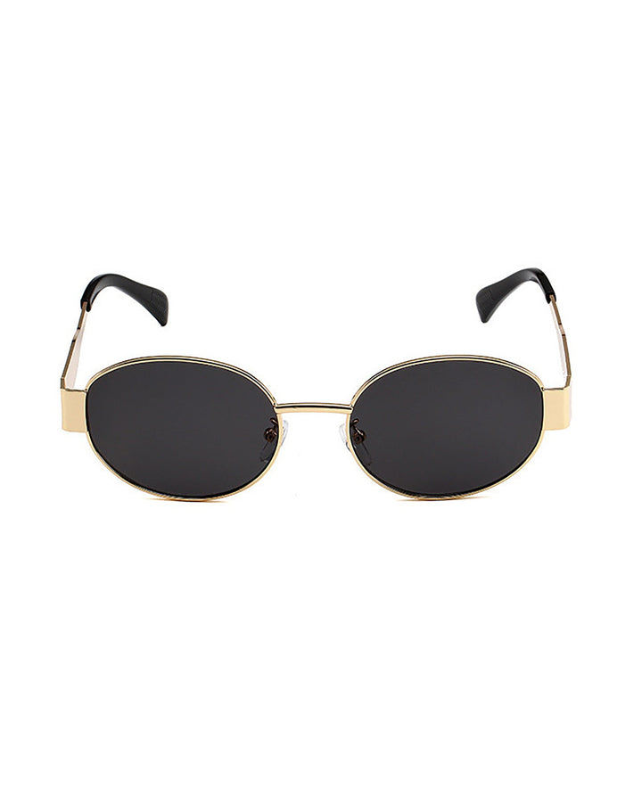 SOLACEGold Metal Frame Oval Solid Black Lens Sunglasses