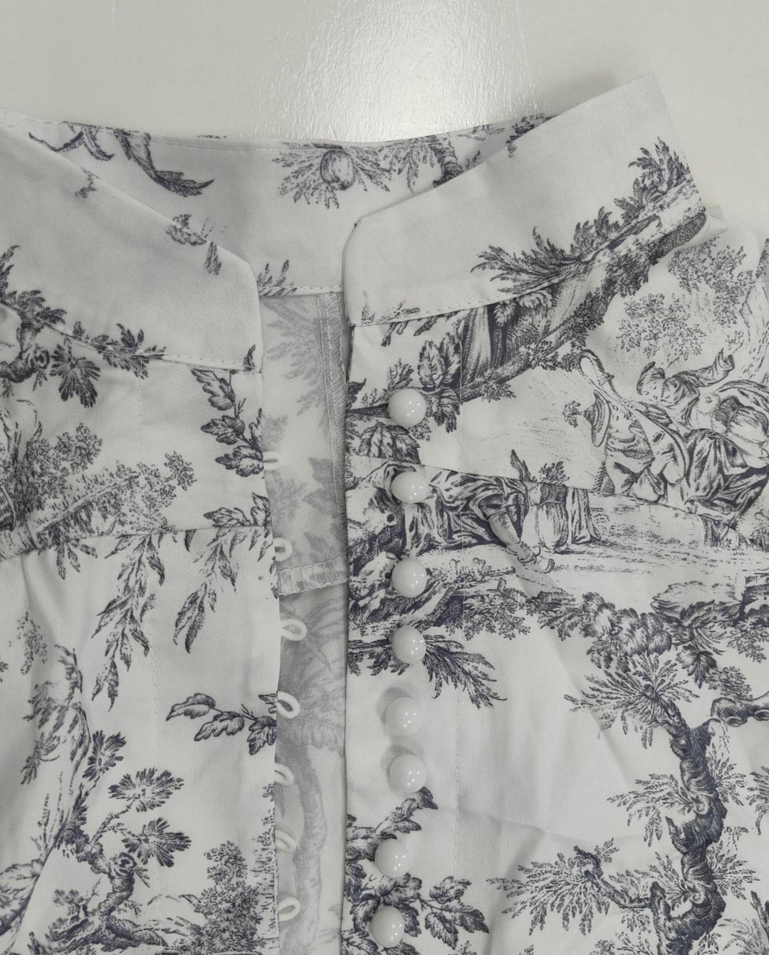 SOLACEGray Landscape Print High Neck Belted Long Sleeve Mini Dress