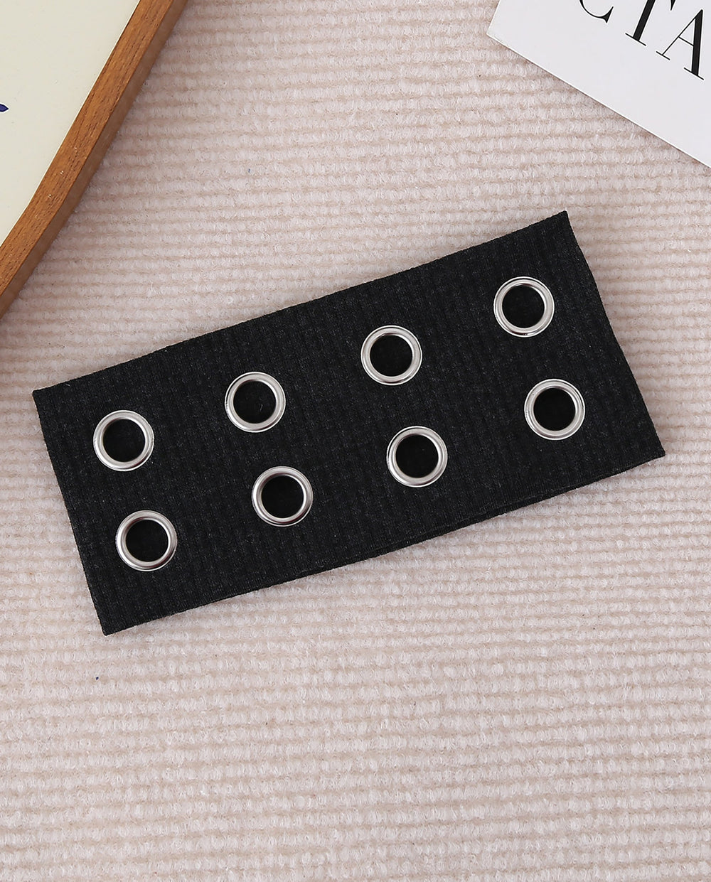 SOLACEGrommet Eyelet Ribbed Knit Wide Headband