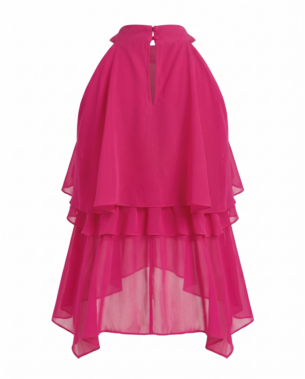 SOLACEHalter Neck Ruffle Layered Chiffon Crop Top
