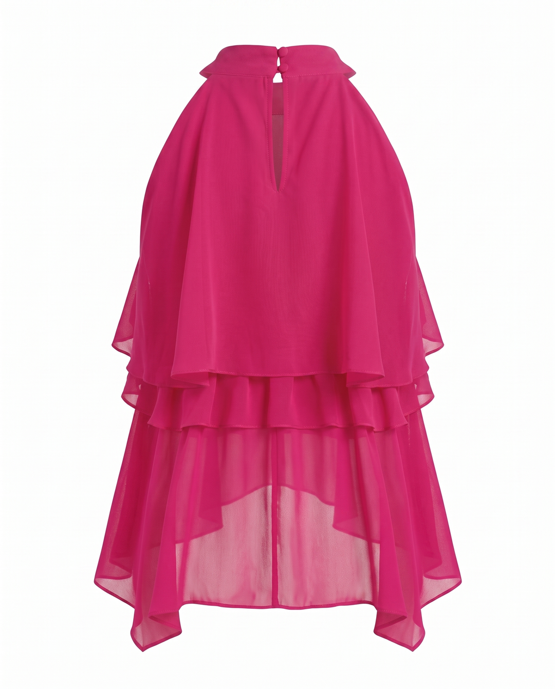 SOLACEHalter Neck Ruffle Layered Chiffon Crop Top