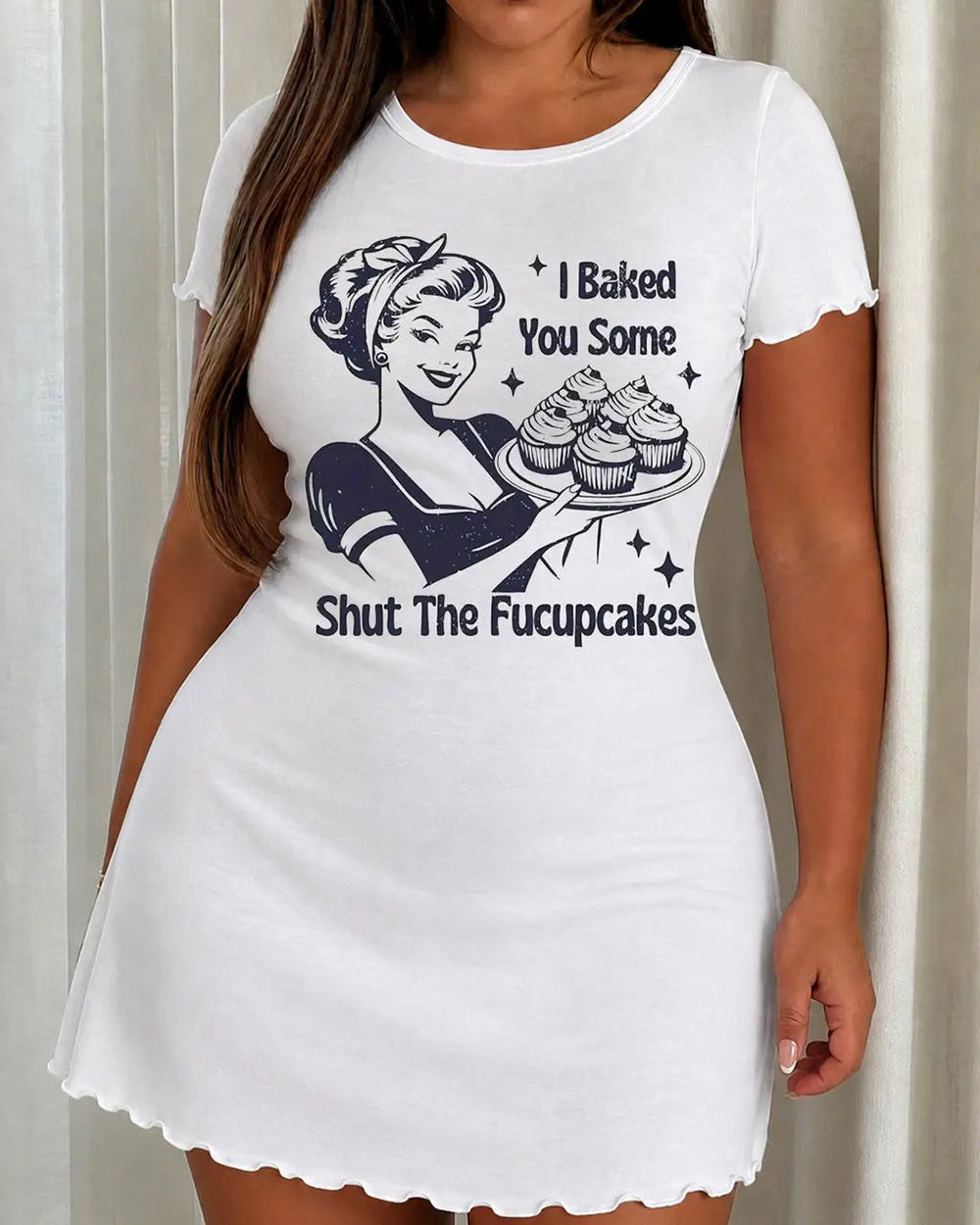 SOLACE"I Baked You Some Shut The Fucupcakes" Funny Retro Nightdress