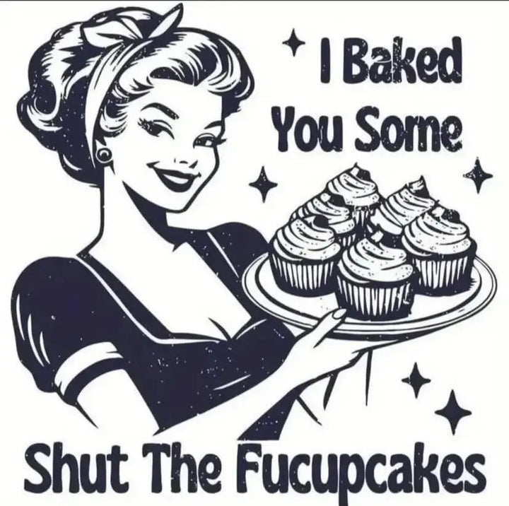 SOLACE"I Baked You Some Shut The Fucupcakes" Funny Retro Nightdress