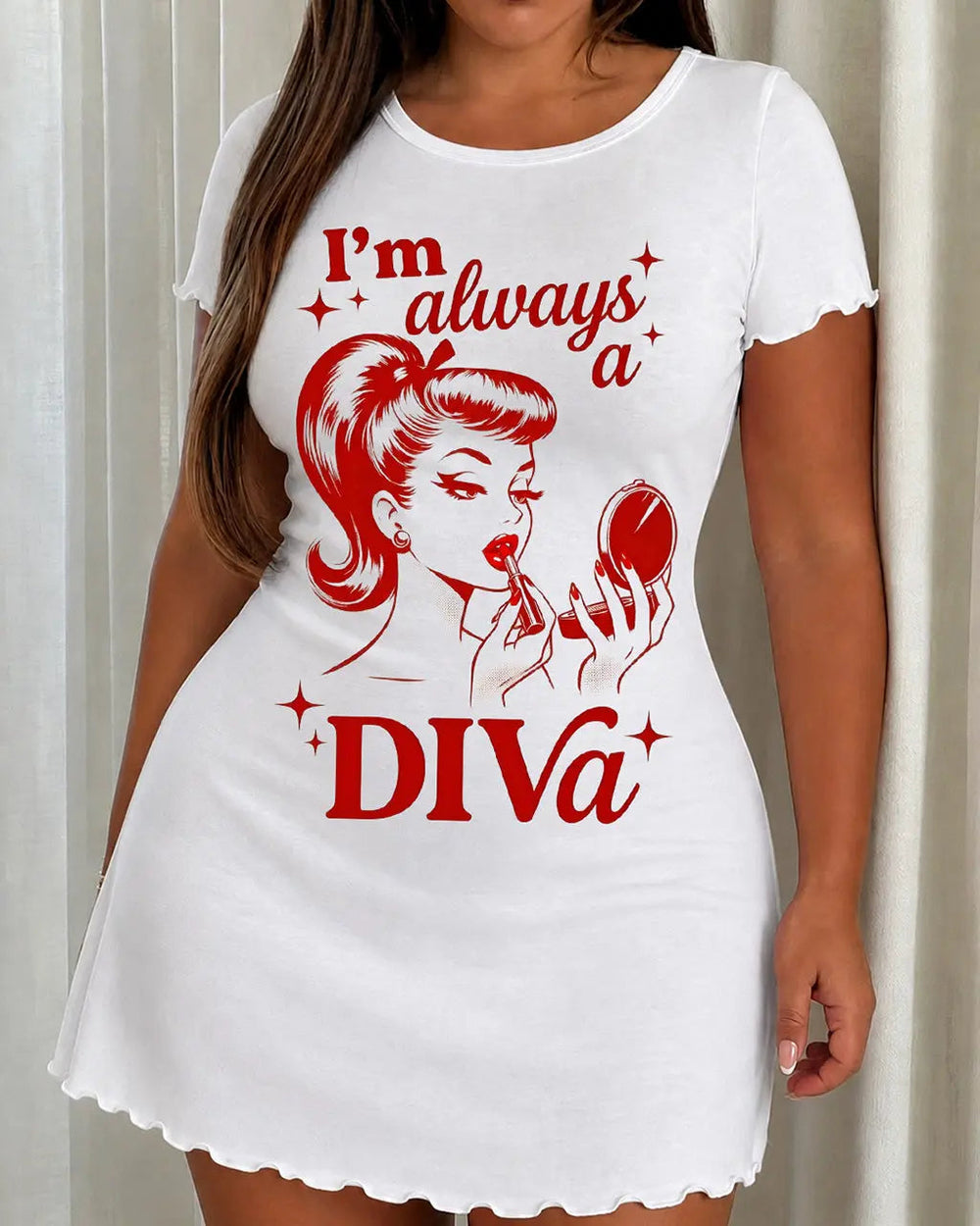 SOLACE"I'm Always a Diva" Retro Print Nightdress