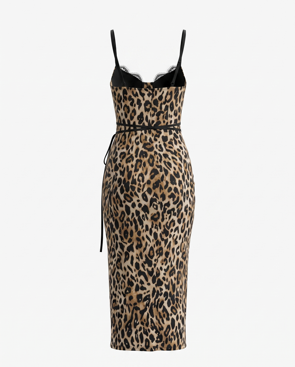 SOLACELeopard Print Lace Bustier Midi Dress