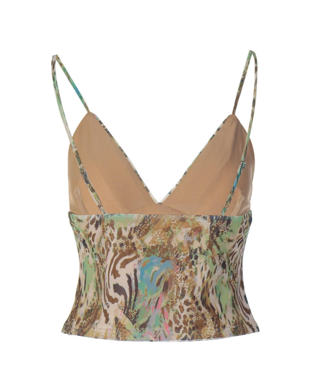 SOLACELeopard Print Sequin Trim Spaghetti Strap Cami Crop Top
