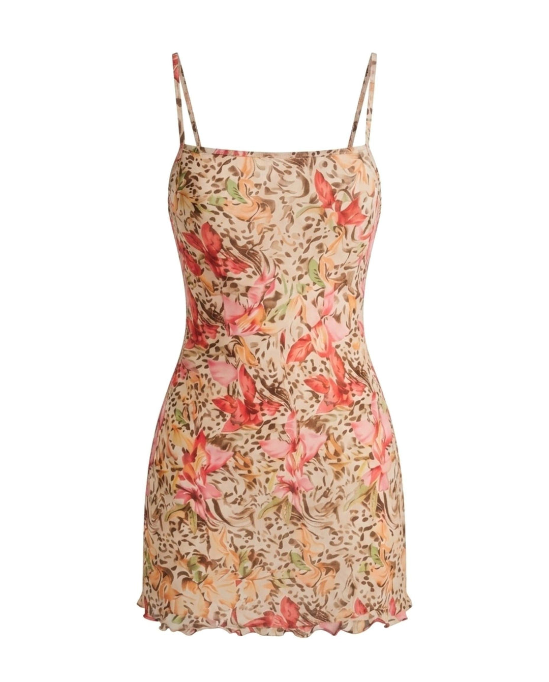 SOLACELeopard Print Spaghetti Strap Bodycon Mini Dress