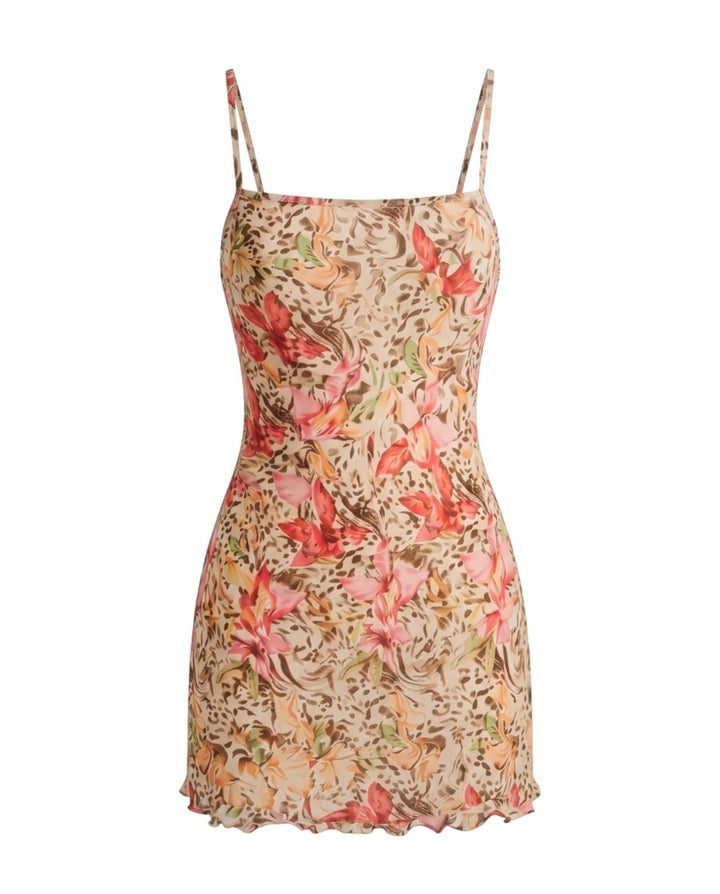 SOLACELeopard Print Spaghetti Strap Bodycon Mini Dress