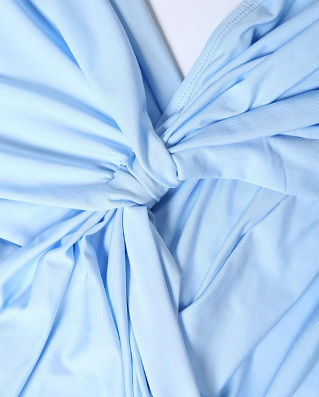 SOLACELight Blue Deep V Ruched Mini Dress