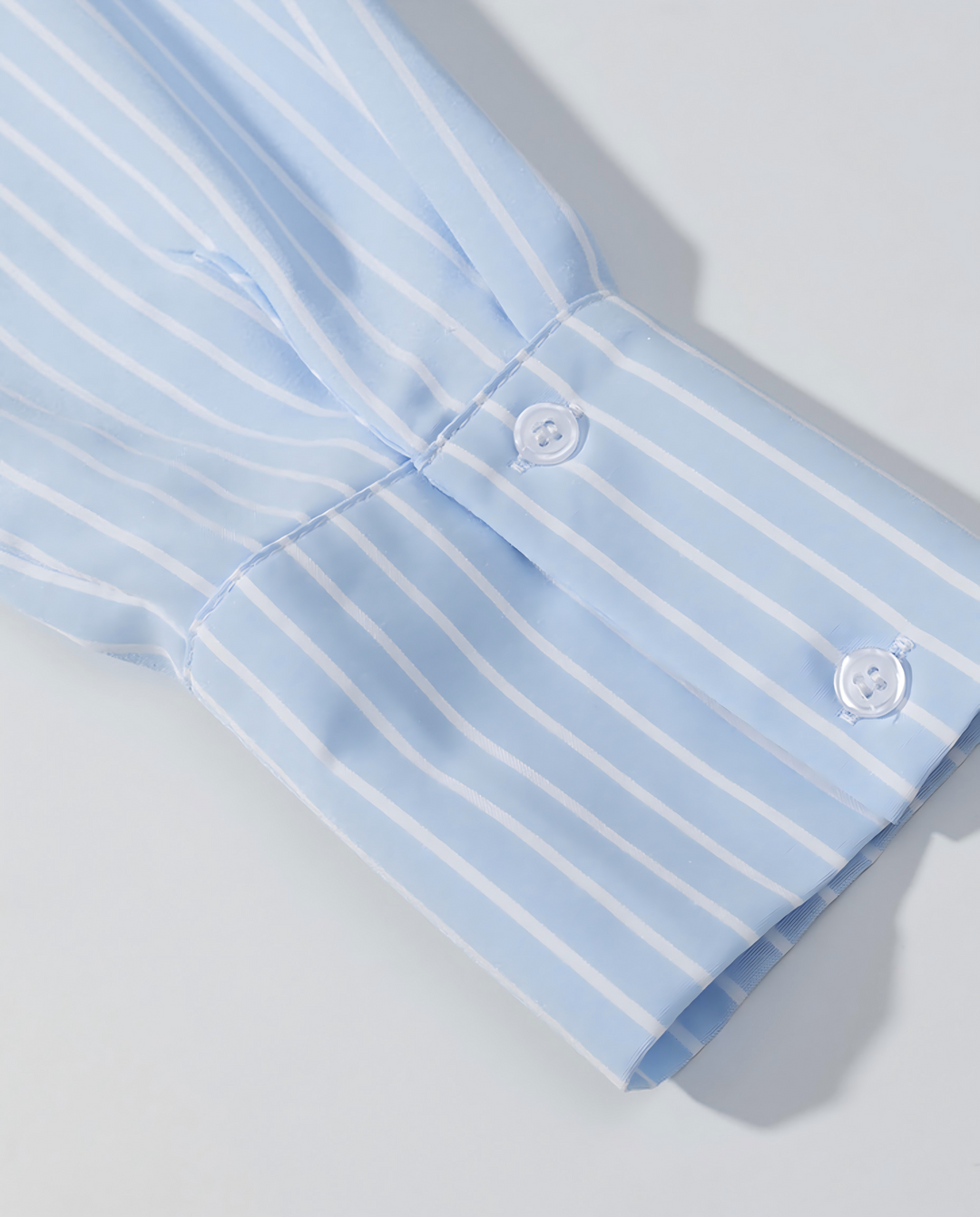 SOLACELight Blue White Vertical Stripe Neck Bow Tie Long Sleeve Shirt