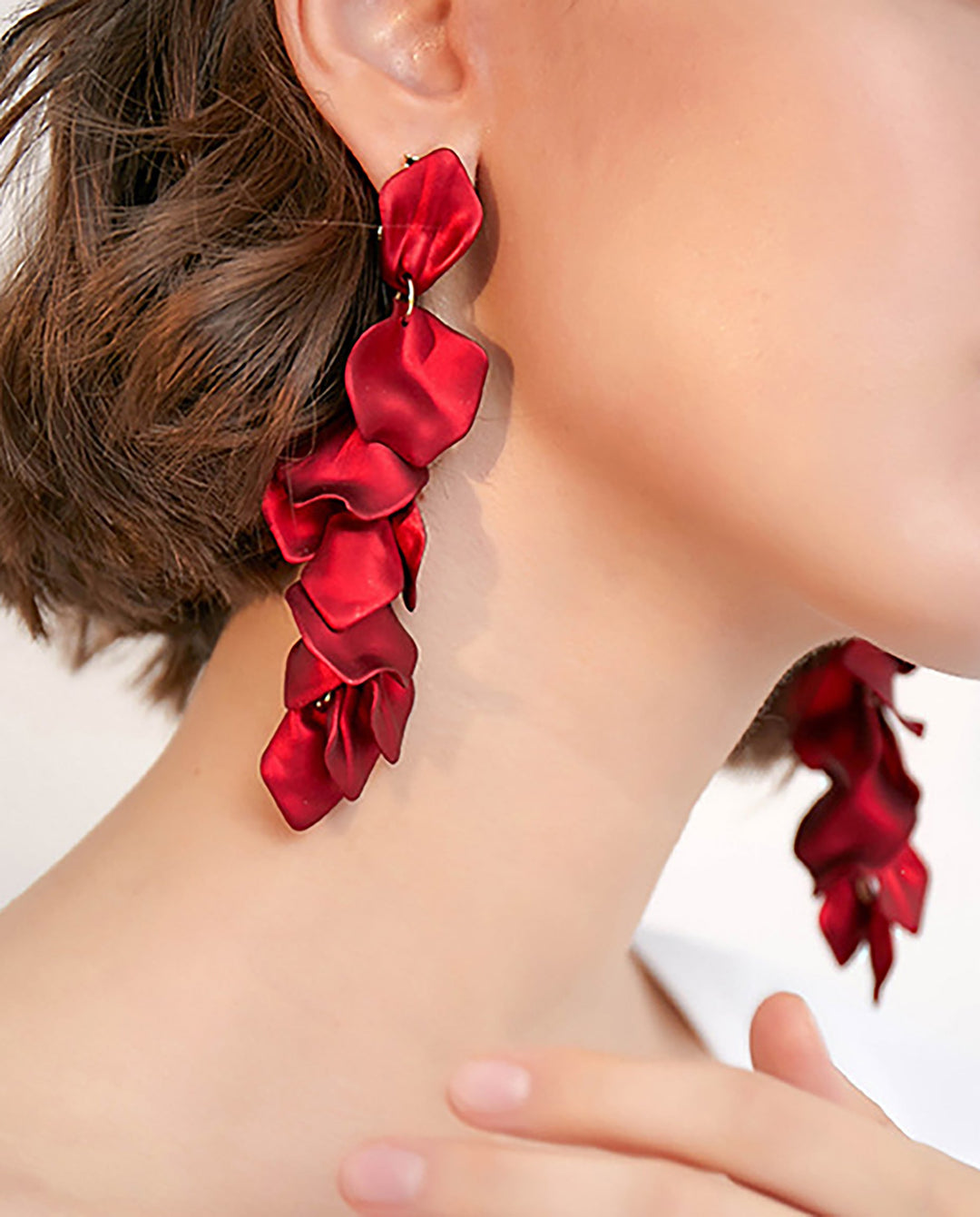SOLACEMatte Petal Cascading Tassel Long Drop Dangle Earrings