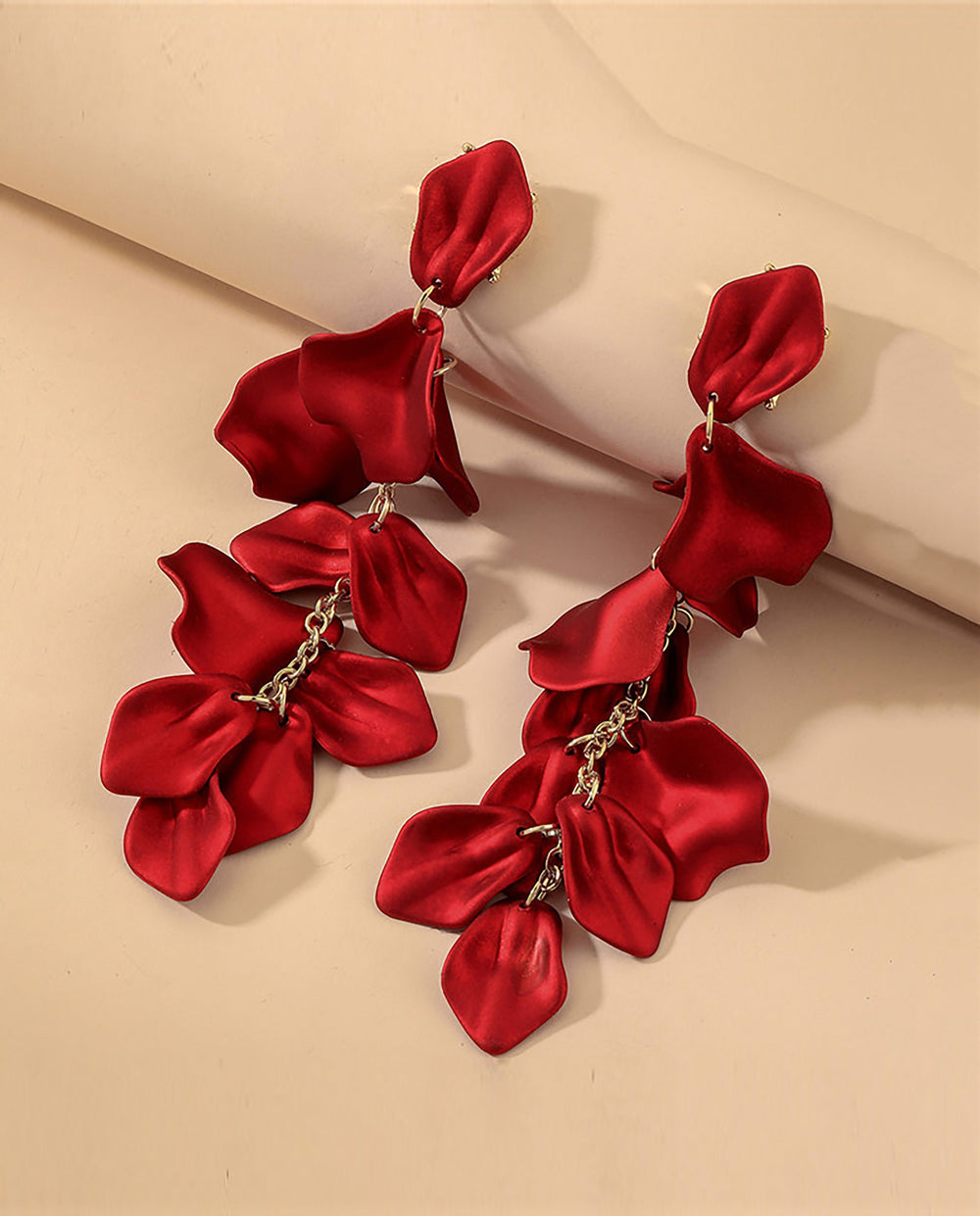 SOLACEMatte Petal Cascading Tassel Long Drop Dangle Earrings