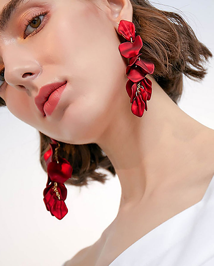 SOLACEMatte Petal Cascading Tassel Long Drop Dangle Earrings
