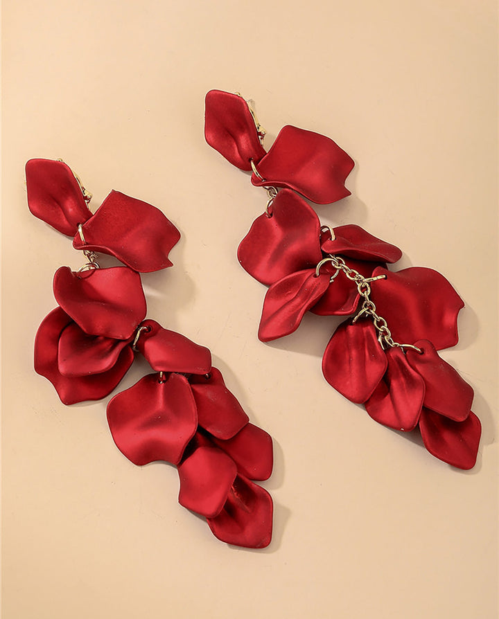 SOLACEMatte Petal Cascading Tassel Long Drop Dangle Earrings