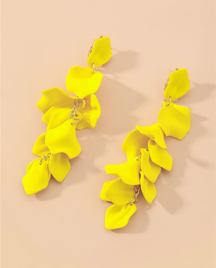 SOLACEMatte Petal Cascading Tassel Long Drop Dangle Earrings