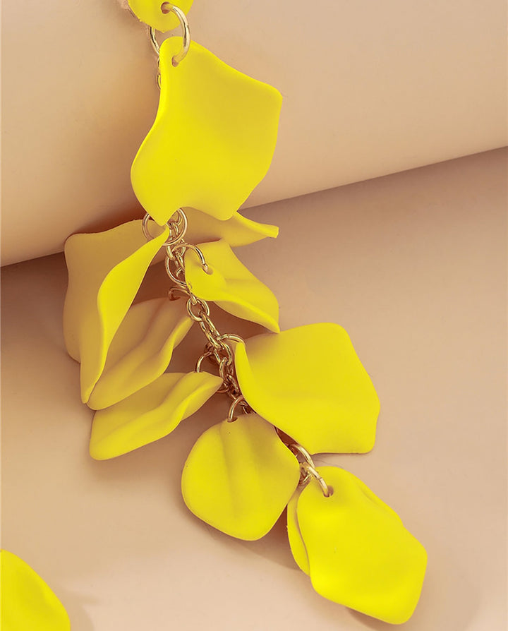SOLACEMatte Petal Cascading Tassel Long Drop Dangle Earrings