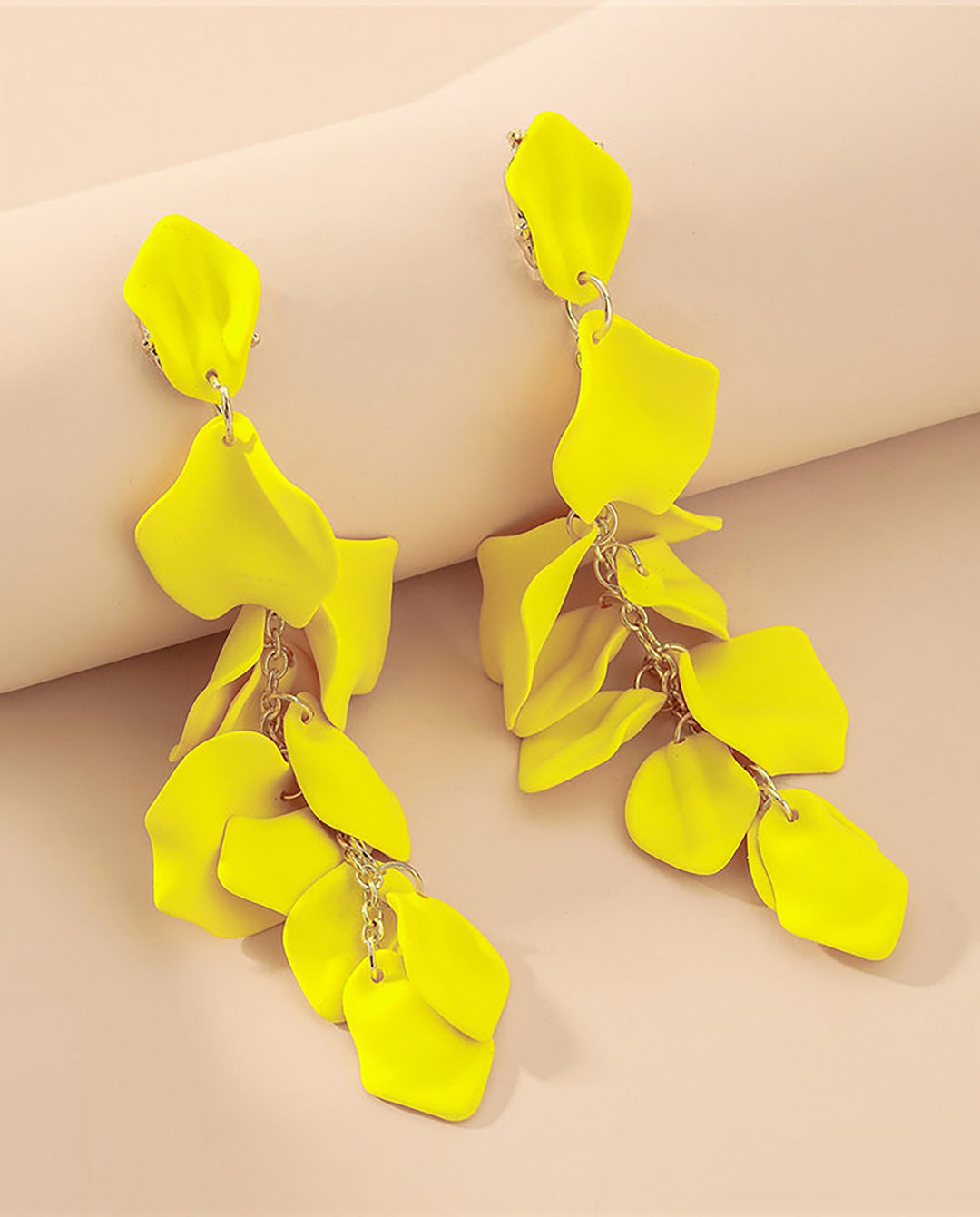 SOLACEMatte Petal Cascading Tassel Long Drop Dangle Earrings