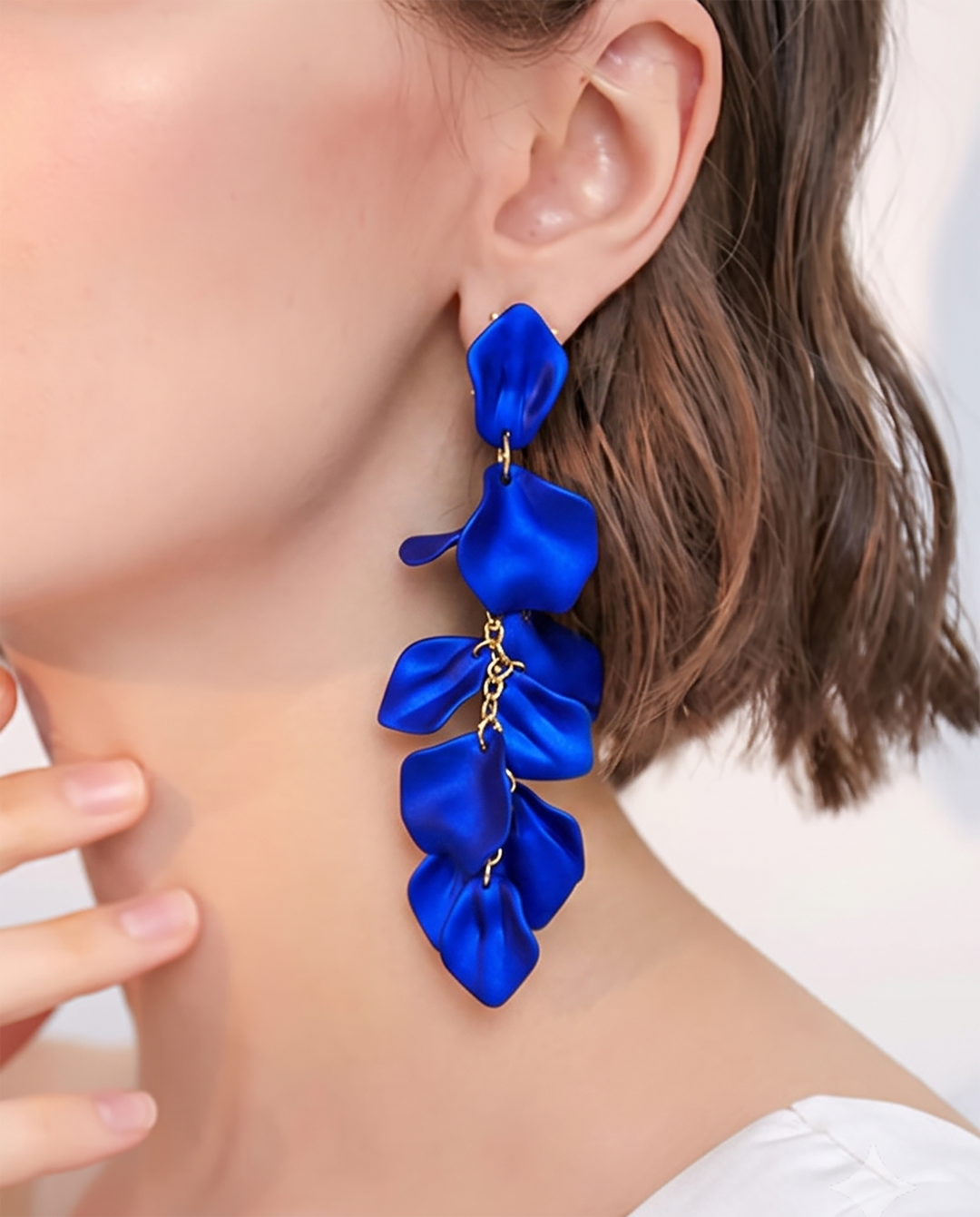 SOLACEMatte Petal Cascading Tassel Long Drop Dangle Earrings