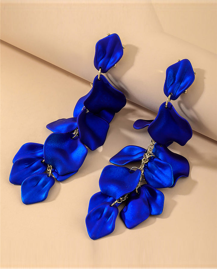 SOLACEMatte Petal Cascading Tassel Long Drop Dangle Earrings