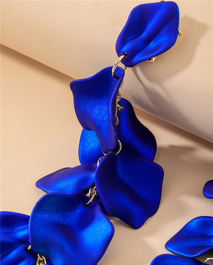SOLACEMatte Petal Cascading Tassel Long Drop Dangle Earrings