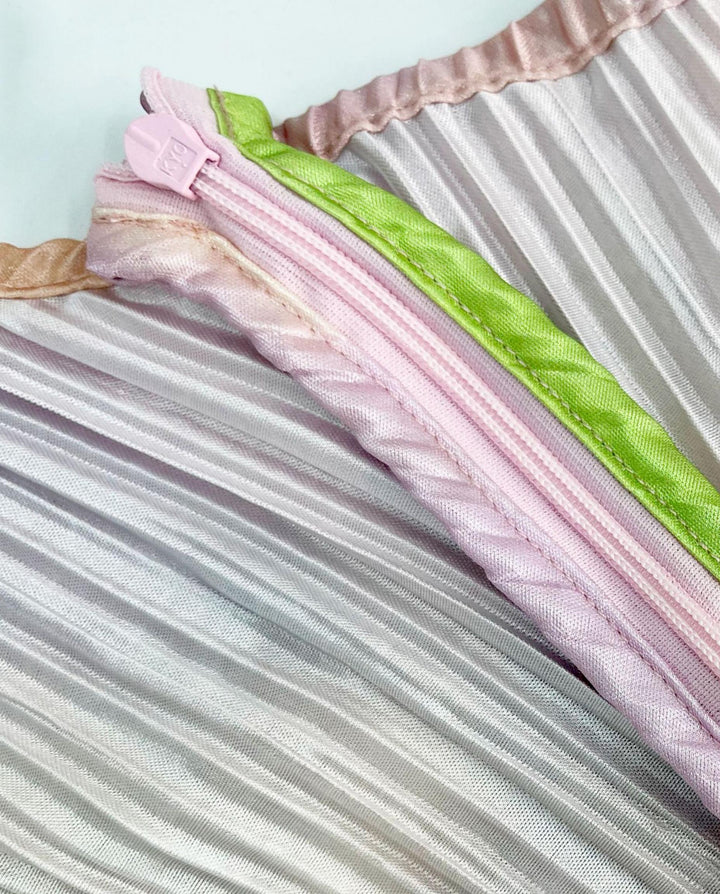SOLACEMulticolor Abstract Watercolor Pleated Maxi Dress