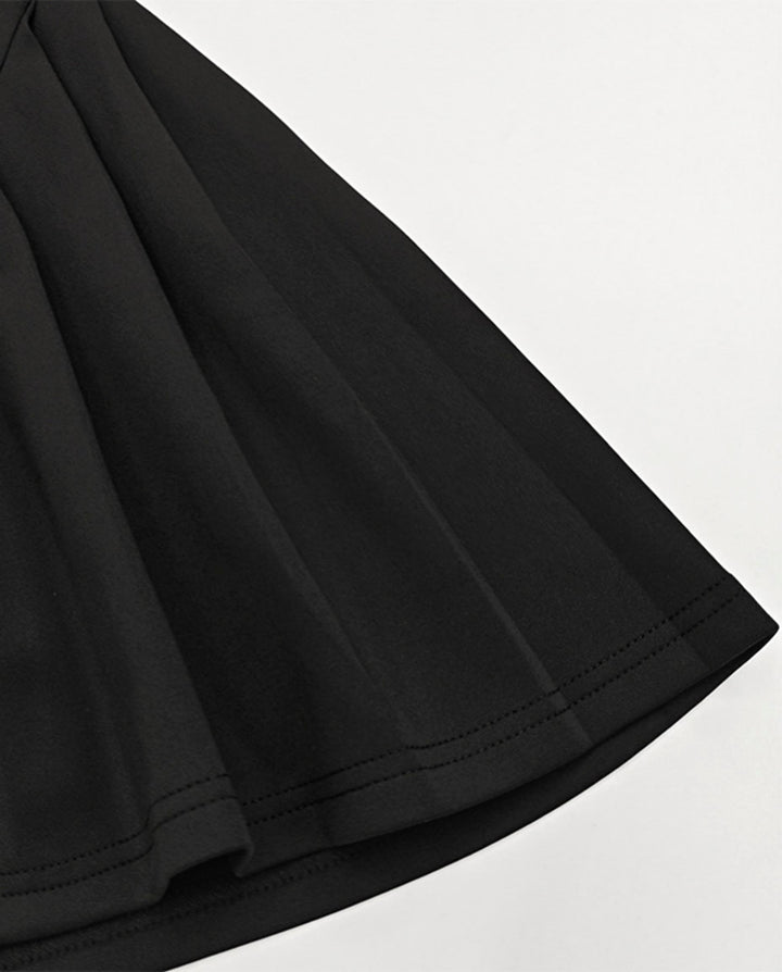 Deep V Neck Button Pleated Mini Blazer Dress