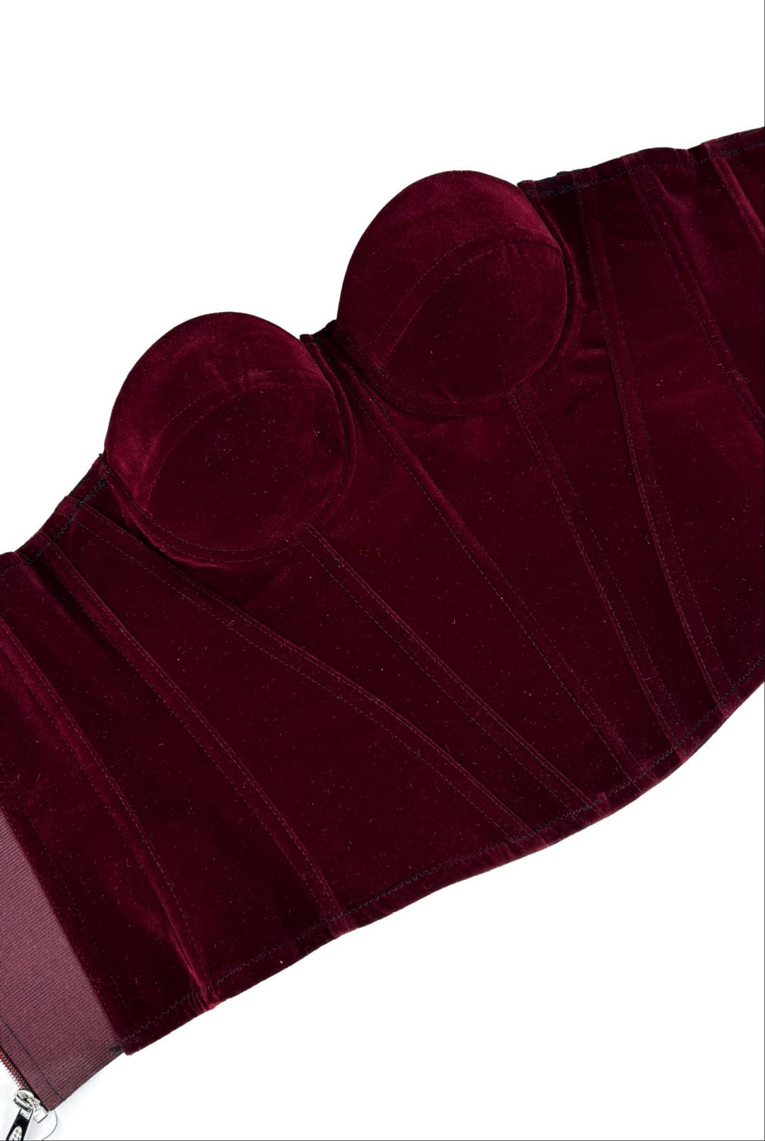 SOLACE CHICVelvet Boned Removable Strap Cropped Corset Top