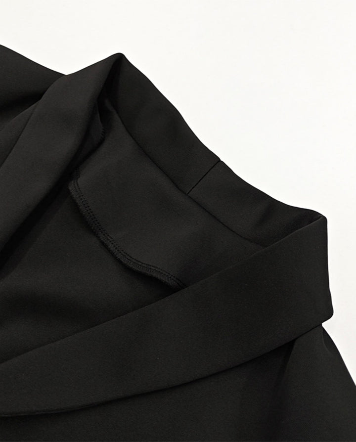 Deep V Neck Button Pleated Mini Blazer Dress