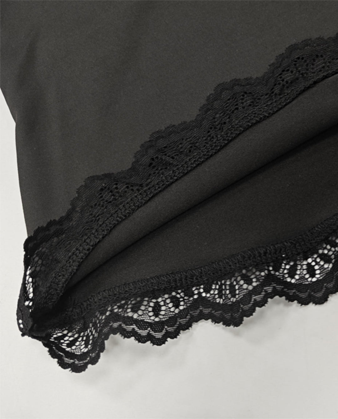 Flare Cuff Lace Trimmed Square Neck T-Shirt