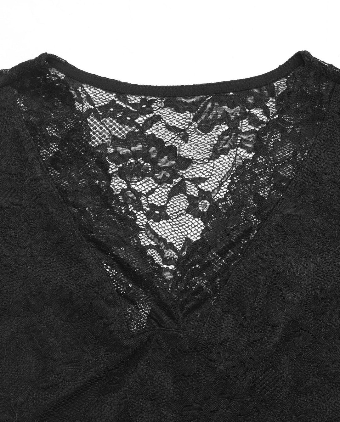 Sheer Lace Long Sleeve Slim Fit T-Shirt