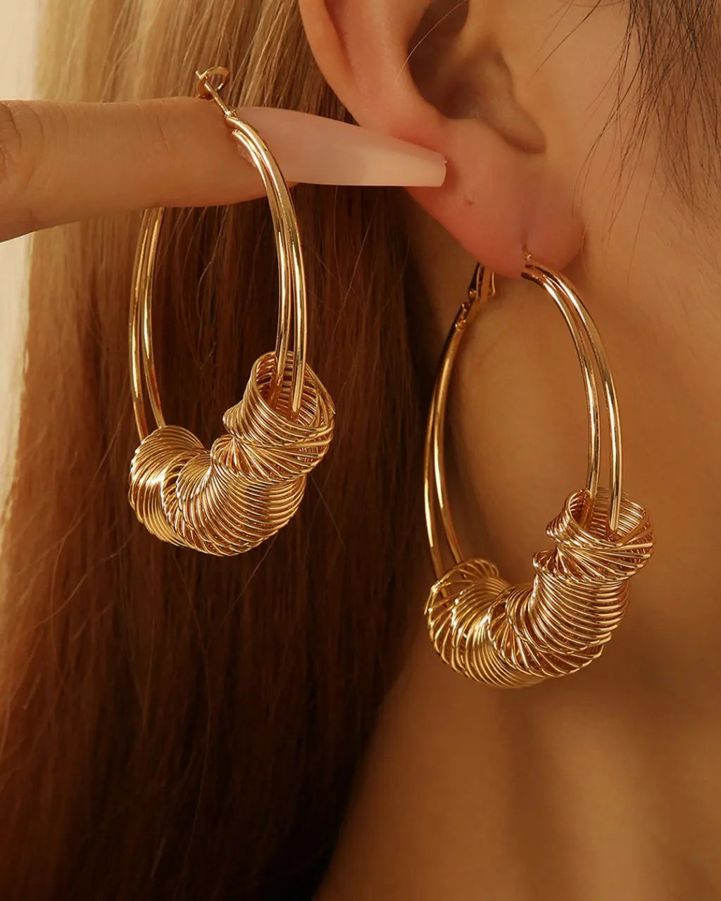 SOLACE  Gold Twisted Wire Knot Hoop Earrings 
