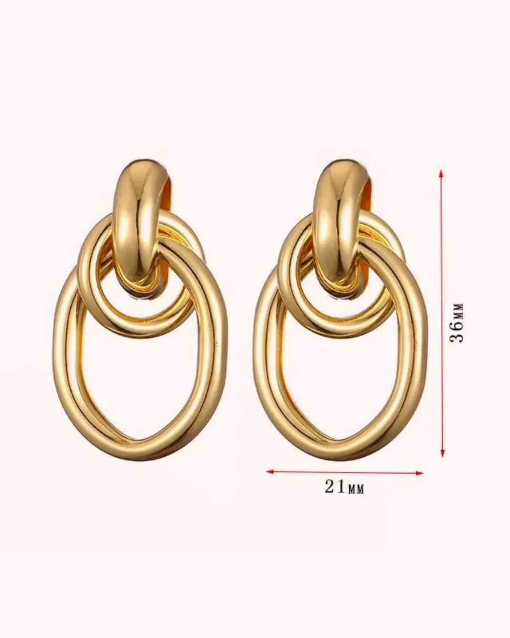 SOLACE  Gold Interlocking Link Drop Earrings 